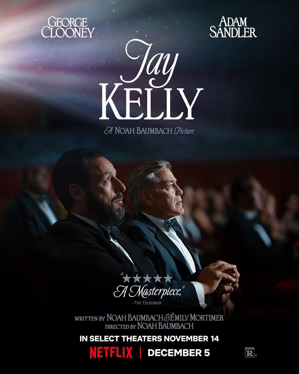 Jay Kelly poster featuring George Clooney and Adam Sandler